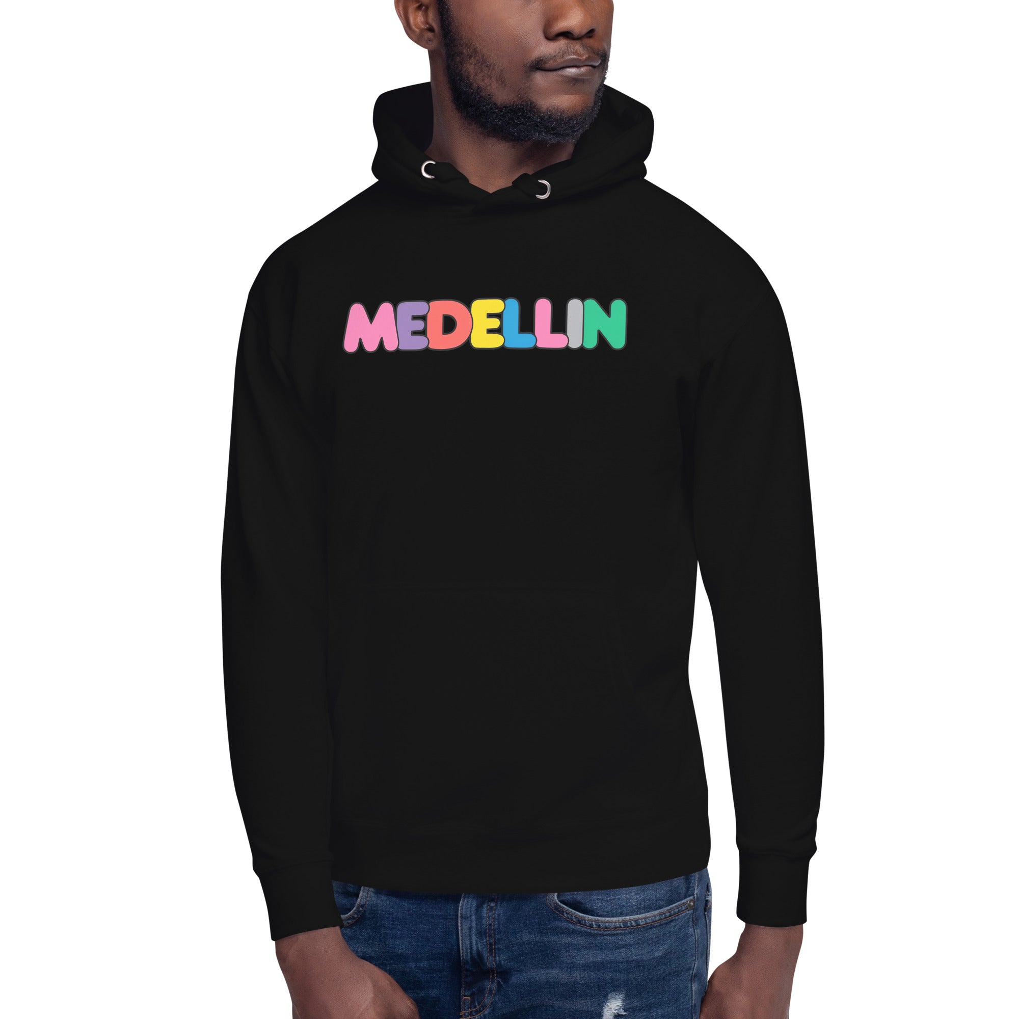 Sudadero con capucha Color Medellin: el emblema de orgullo colombiano con calidad excepcional y estampado que resiste el paso del tiempo.