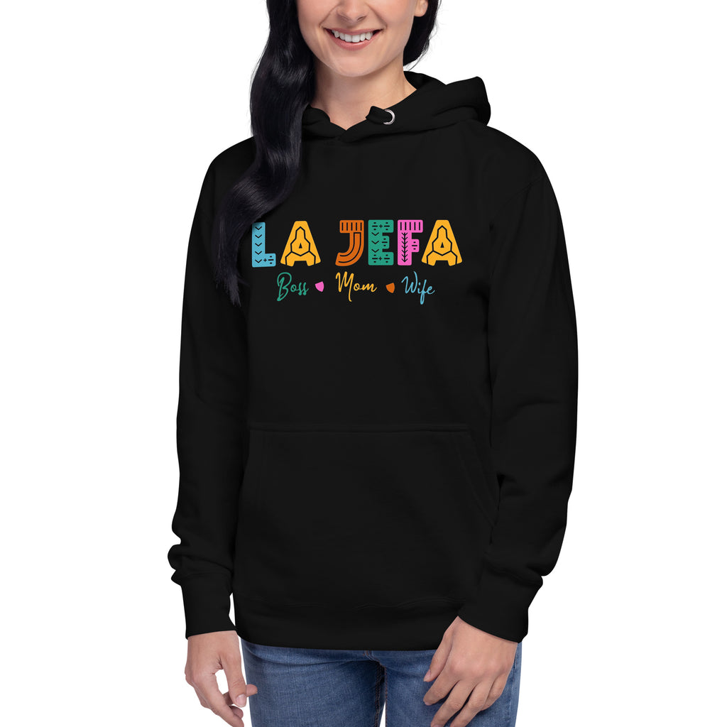Hoodie de La Jefa, Descubre calidad excepcional y estampados duraderos. Encuentra estilo y orgullo en cada prenda. compra ahora!