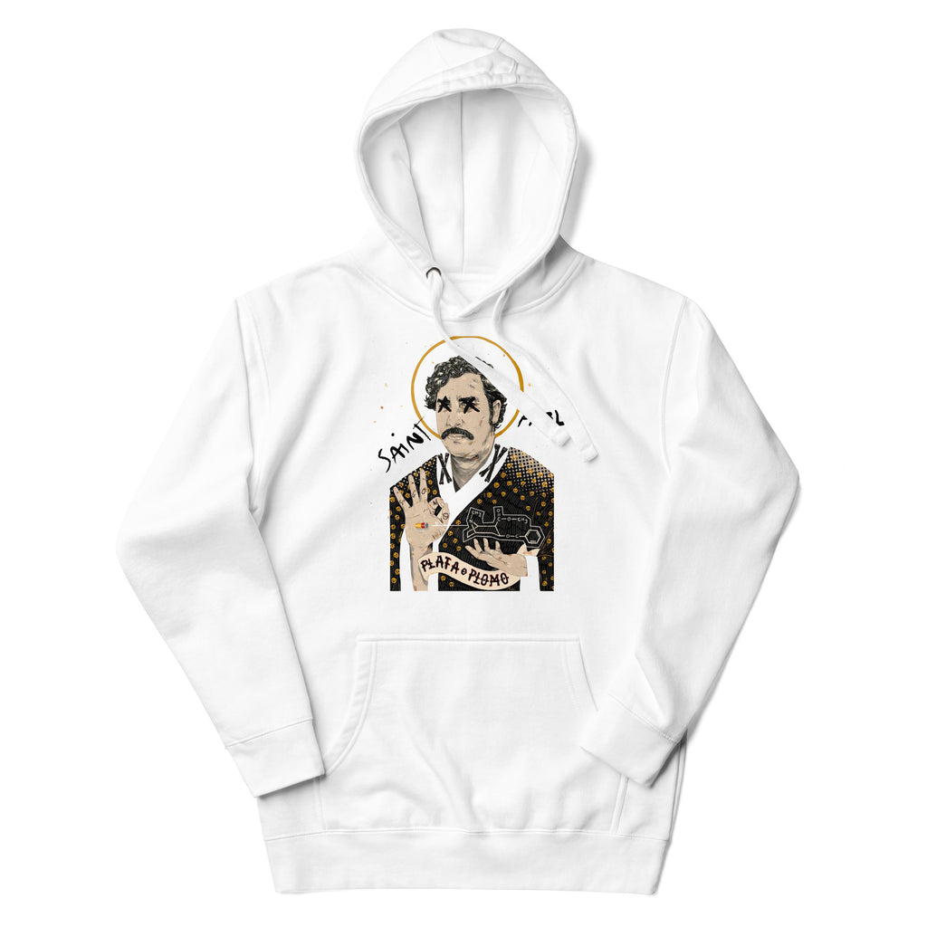 Sudadero con capucha Saint Pablo: el emblema de orgullo colombiano con calidad excepcional y estampado que resiste el paso del tiempo.