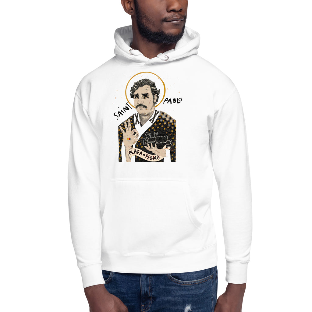 Sudadero con capucha Saint Pablo: el emblema de orgullo colombiano con calidad excepcional y estampado que resiste el paso del tiempo.