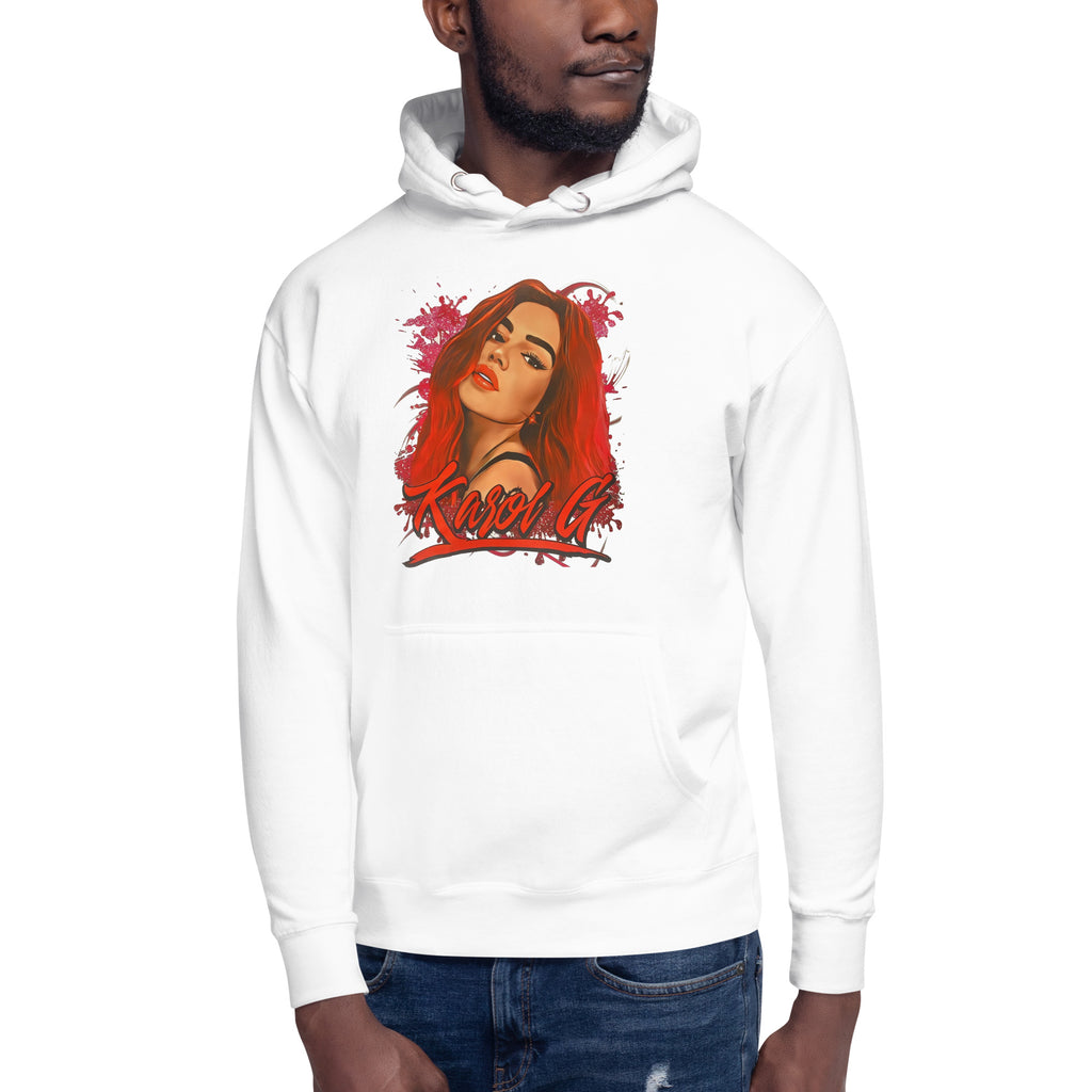 Sudadero con capucha Karol G QLONA: Descubre calidad excepcional y estampados duraderos. Encuentra estilo y orgullo en cada prenda.