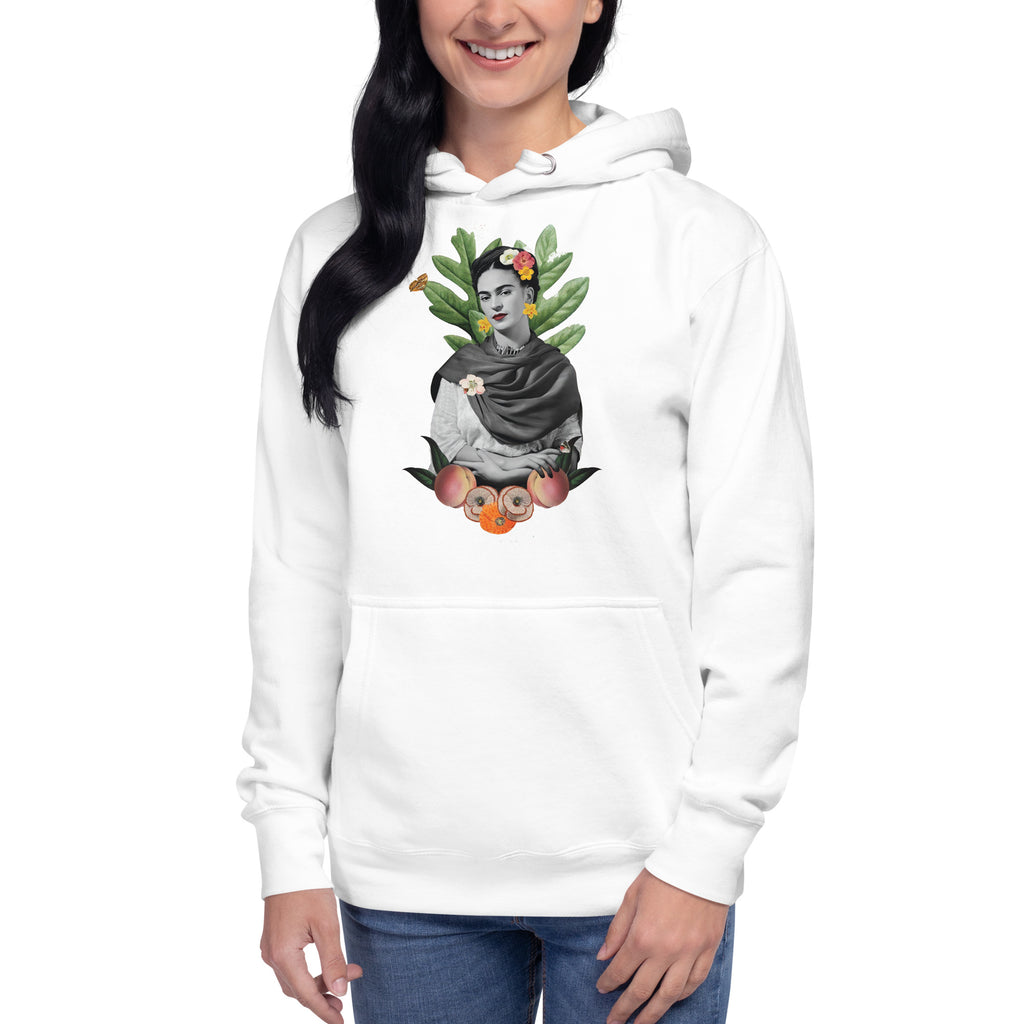 Hoodie de Frida Floral, Descubre calidad excepcional y estampados duraderos. Encuentra estilo y orgullo en cada prenda. Compra ahora!