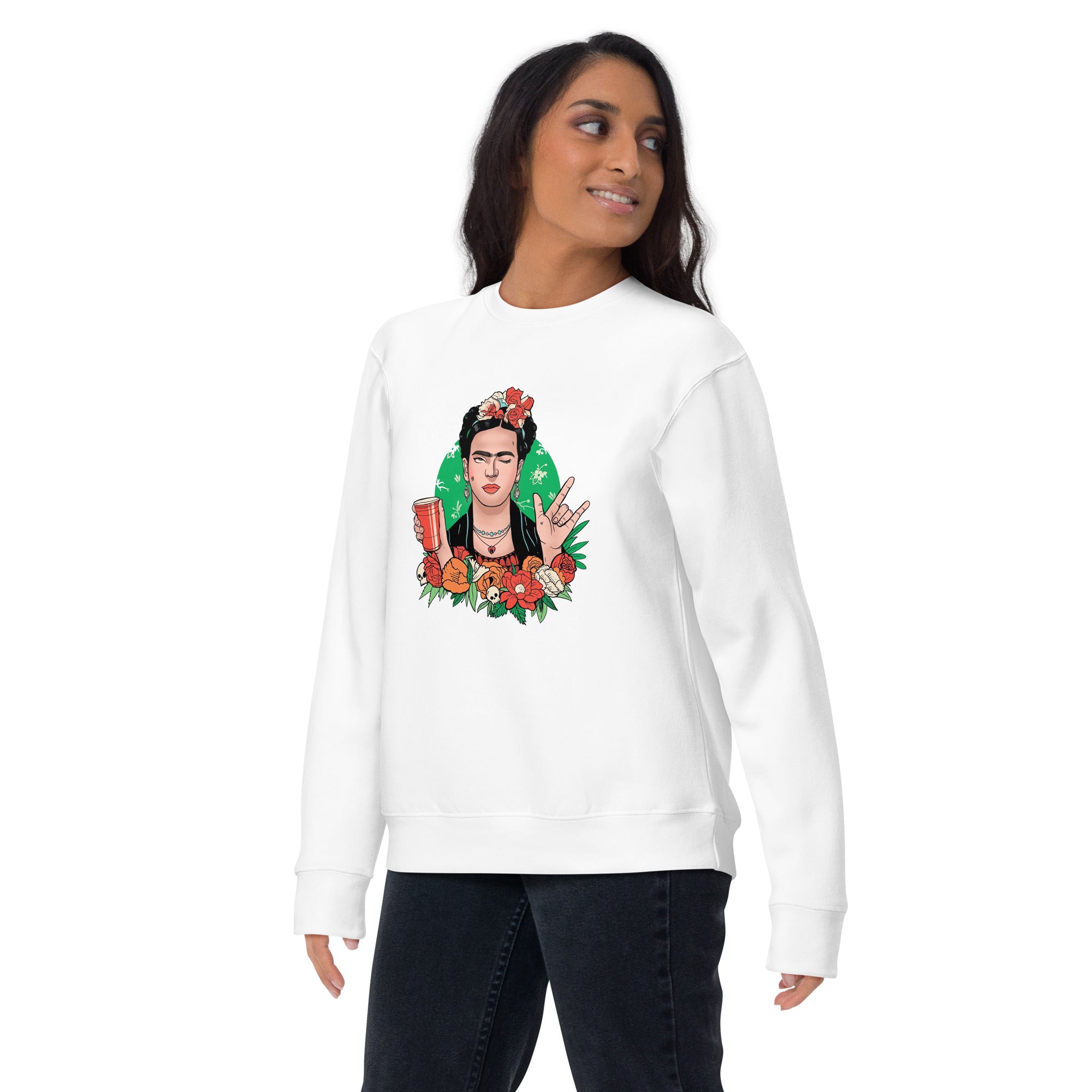 Suéter de Frida Khalo Style ,Descubre calidad excepcional y estampados duraderos. Encuentra estilo y orgullo en cada prenda. Compra ahora!