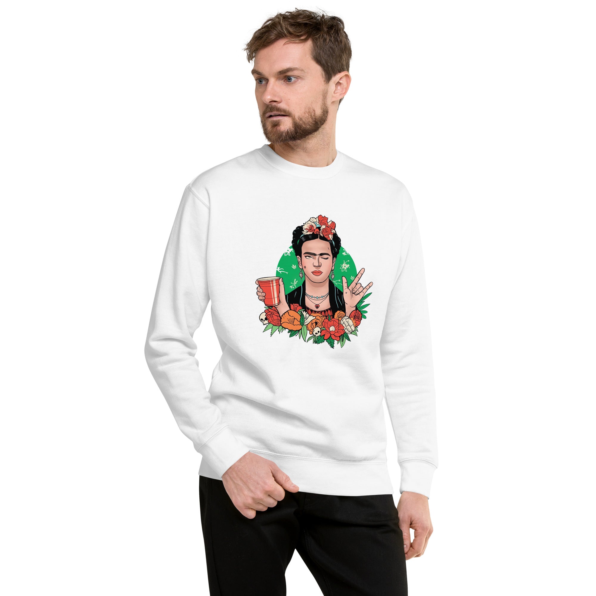 Suéter de Frida Khalo Style ,Descubre calidad excepcional y estampados duraderos. Encuentra estilo y orgullo en cada prenda. Compra ahora!